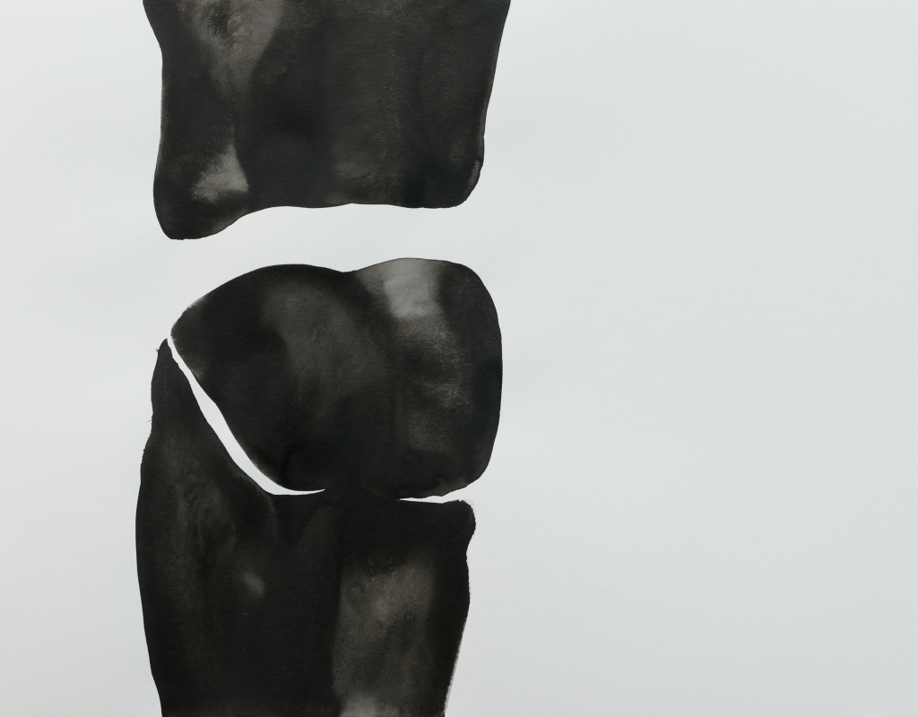 ink painting by Gregor Kalus, backside of a man in a jockstrap